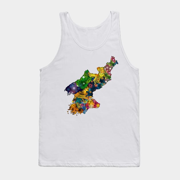 Spirograph Patterned North Korea Provinces Map Tank Top by RachelEDesigns